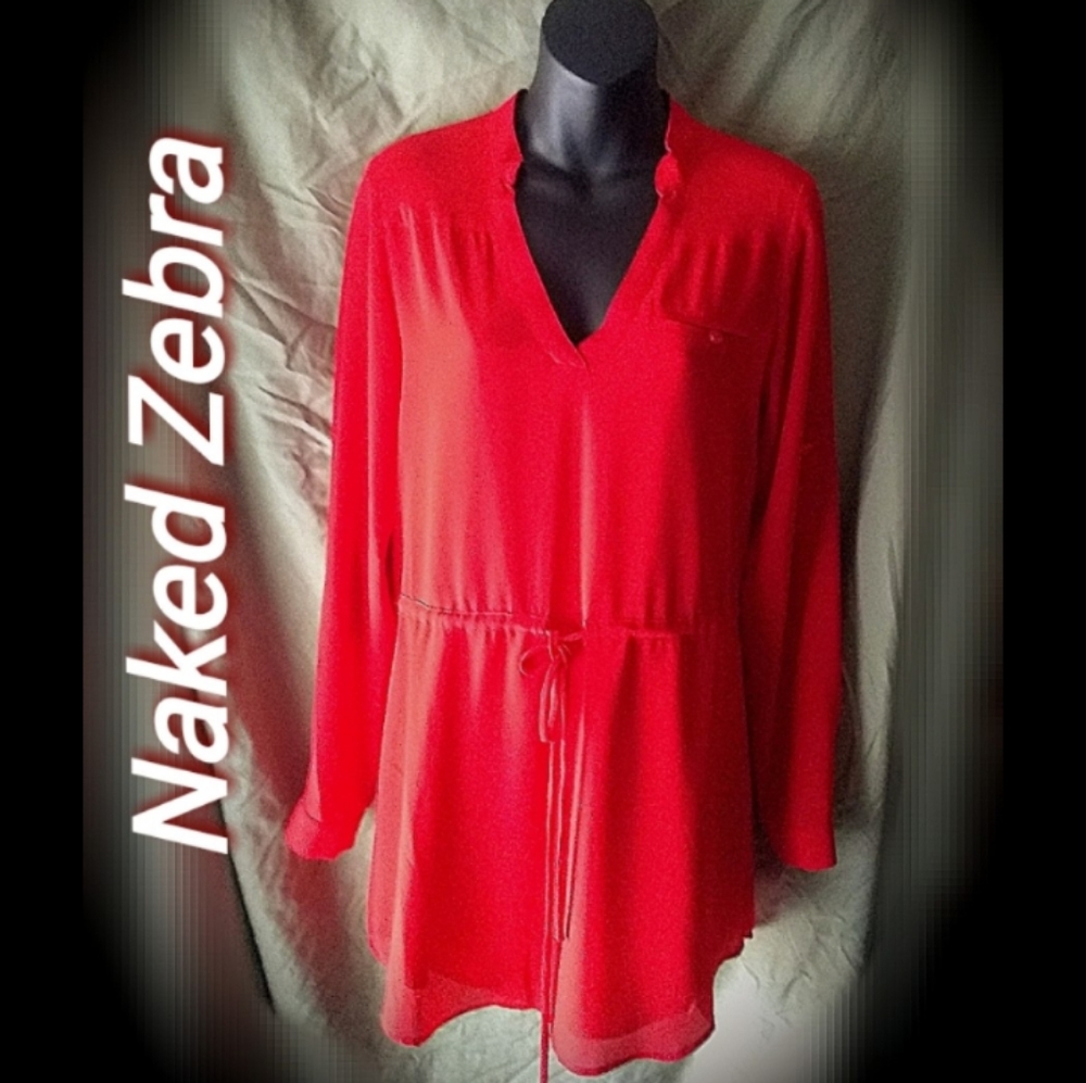 *5 for $30* NAKED ZEBRA V-NECK CINCH WAIST DRESS
